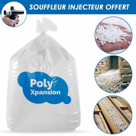 Polystyrene Balls M1 Fireproof Insulation for Attics, Roofs, Floors, Crawl Spaces, Partitions, Blower Injector Included