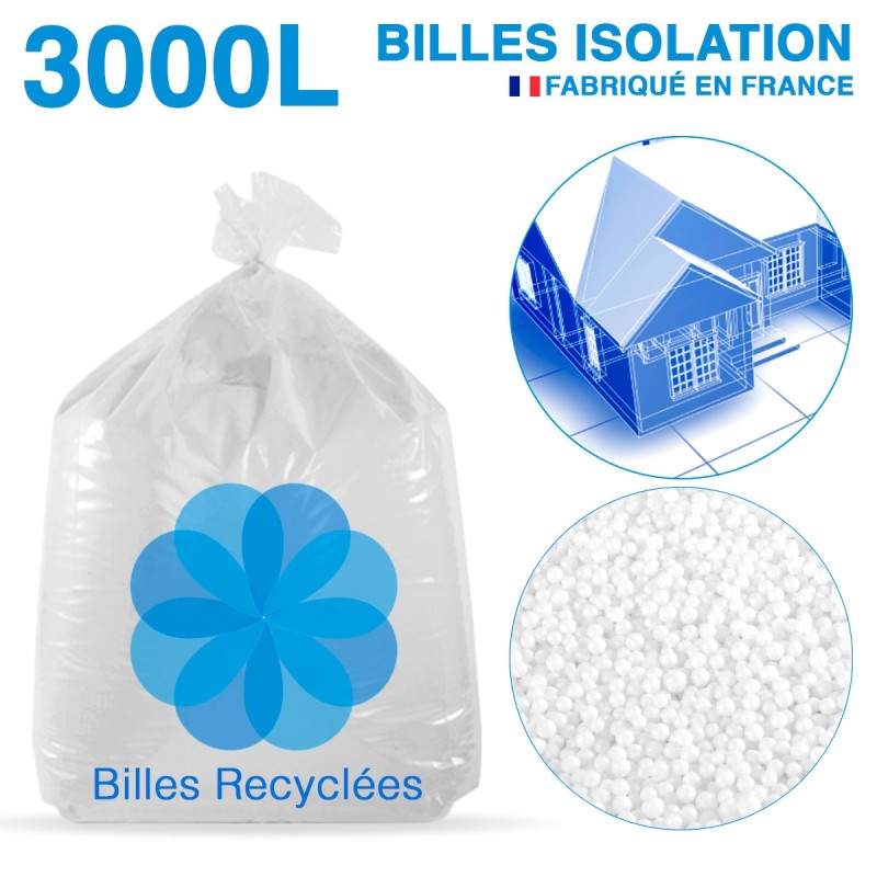 3000 litres, 3 cubic metres of recycled polystyrene beads for insulation