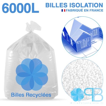 6000 liters, 6 cubic meters of recycled polystyrene beads for insulation