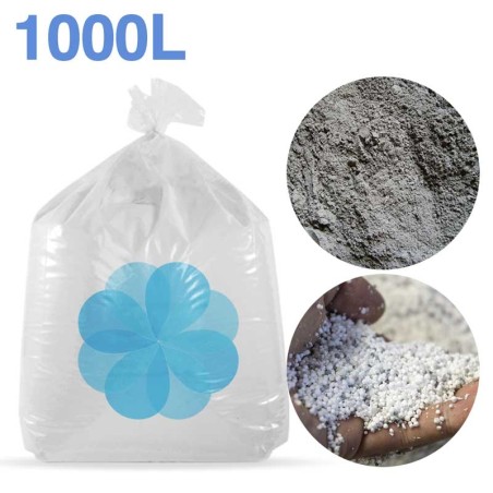 1000 Liter recycelte Polystyrolperlen und -staub für Beton, Zement, Leichtestrich.